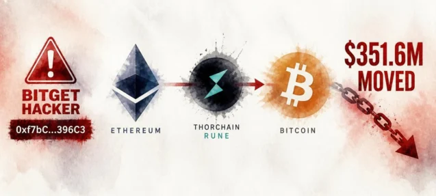 Bitget Hacker Moves $351.6M — Swapping ETH for BTC via THORChain