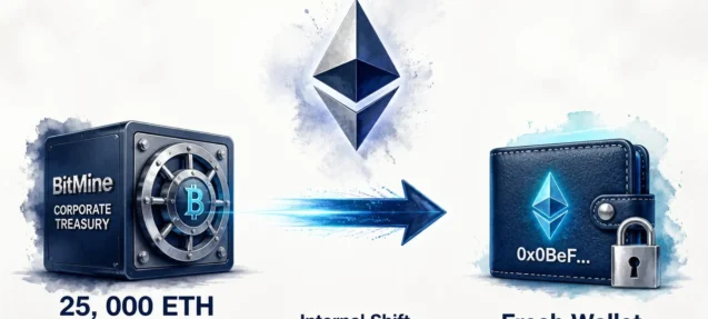 BitMine Shifts 25,000 ETH Worth $61.51M to Fresh Wallet — BMNR Dips 4.88%