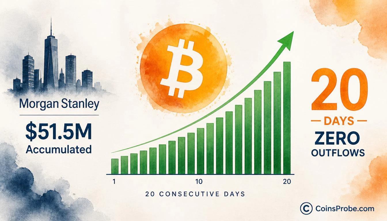 Morgan Stanley Bitcoin ETF Buys $51.5M in BTC Over 20 Days — Zero Outflows