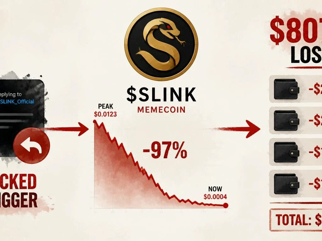 $SLINK Memecoin Collapses 97% After Elon Reply — Four Traders Lose $807K
