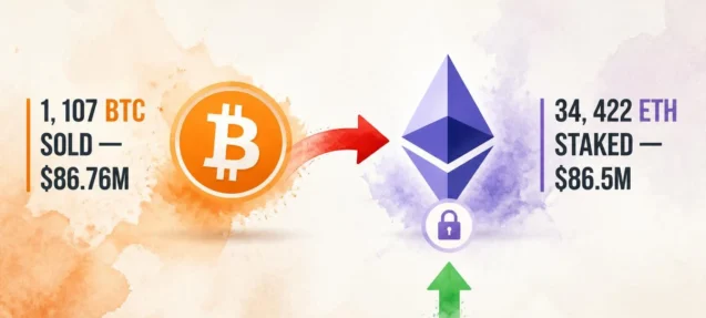 Mysterious Whale Rotates $86.76M from BTC into ETH — Stakes All 34,422 ETH