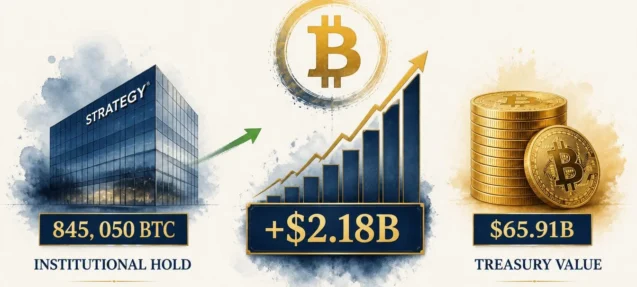 Strategy Holds 845,050 BTC Worth $65.91B — Unrealized Profit Hits $2.18B