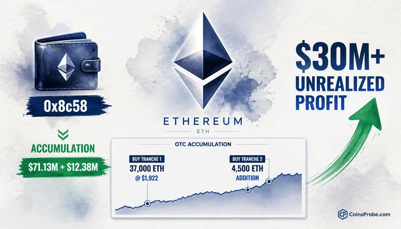 OTC Whale 0x8c58 Adds 4,500 ETH ($12.38M) — Unrealized Profit Tops $30M
