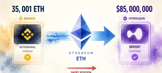 Garrett Jin Moves 35,001 ETH ($85M) From Binance to Hyperliquid