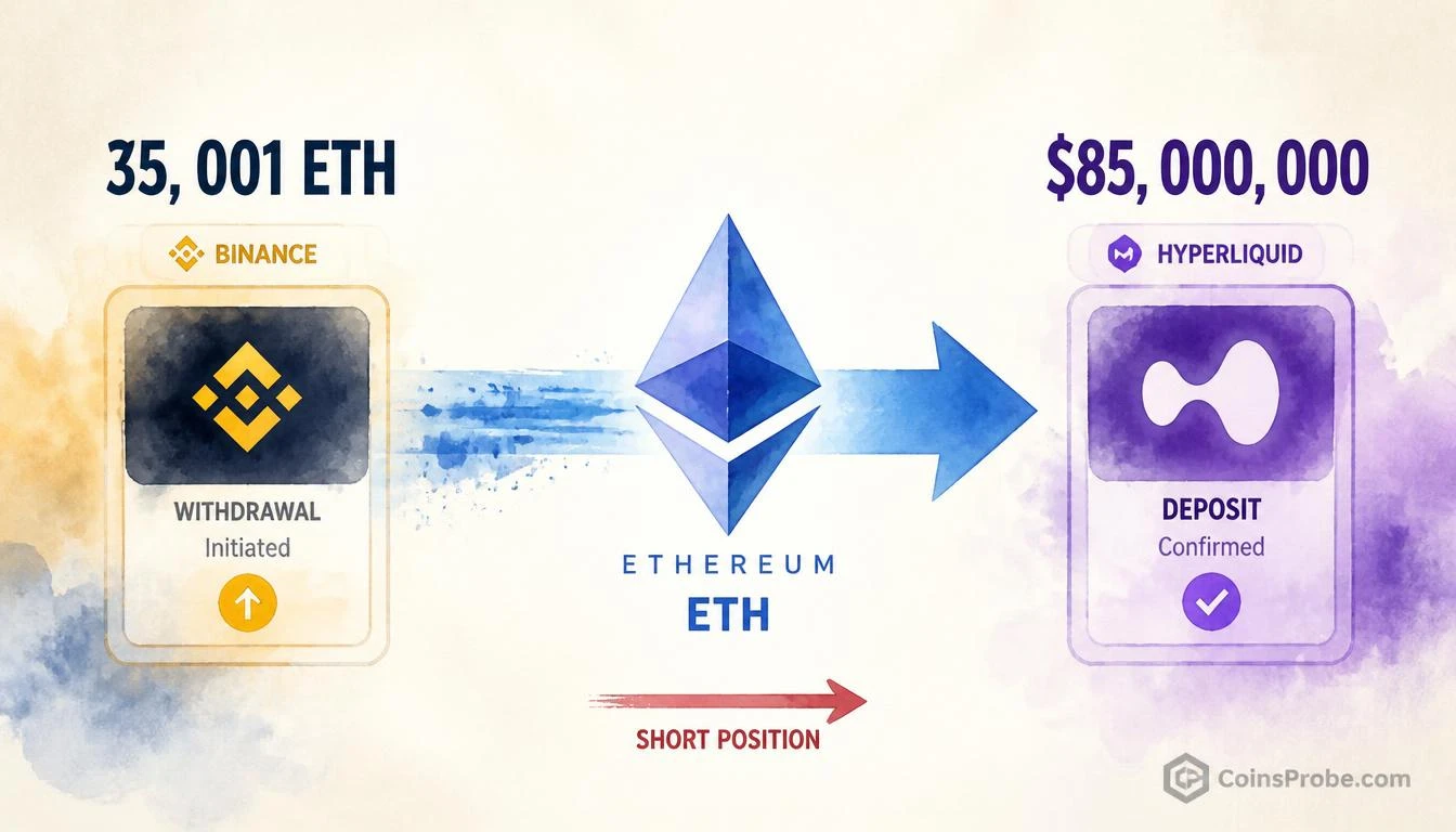 Garrett Jin Moves 35,001 ETH ($85M) From Binance to Hyperliquid