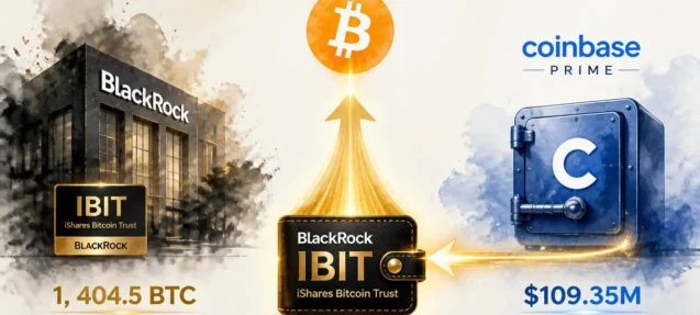 BlackRock’s IBIT Wallets Absorb 1,404.5 BTC Worth $109.35M from Coinbase Prime