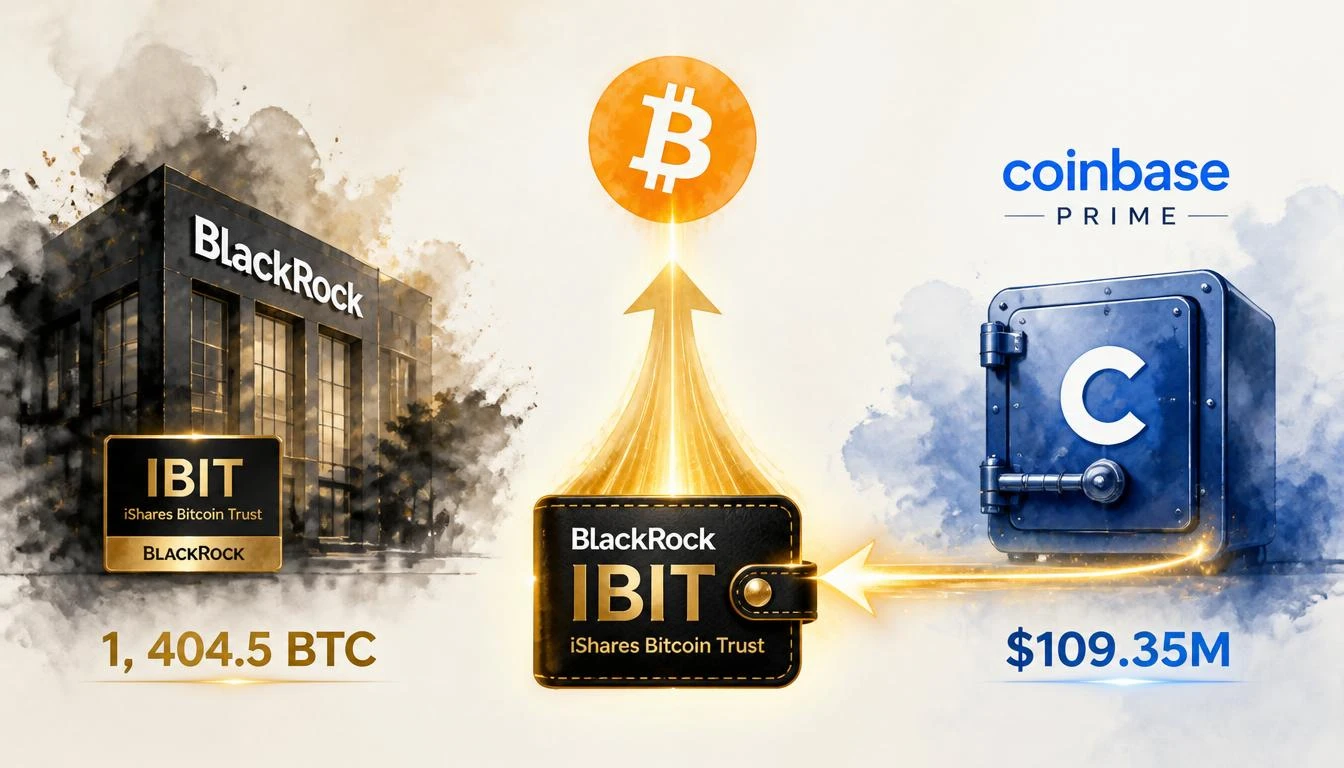 BlackRock’s IBIT Wallets Absorb 1,404.5 BTC Worth $109.35M from Coinbase Prime