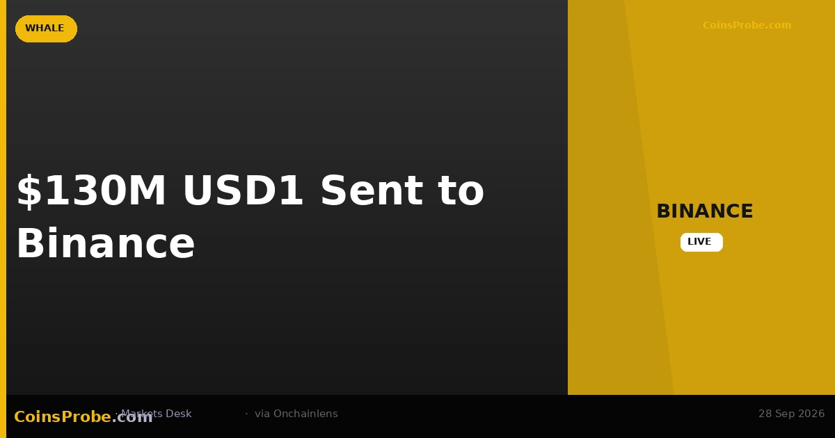 $130M USD1 Sent to Binance in Four Days — Whale Moves Trump-Backed Stablecoin