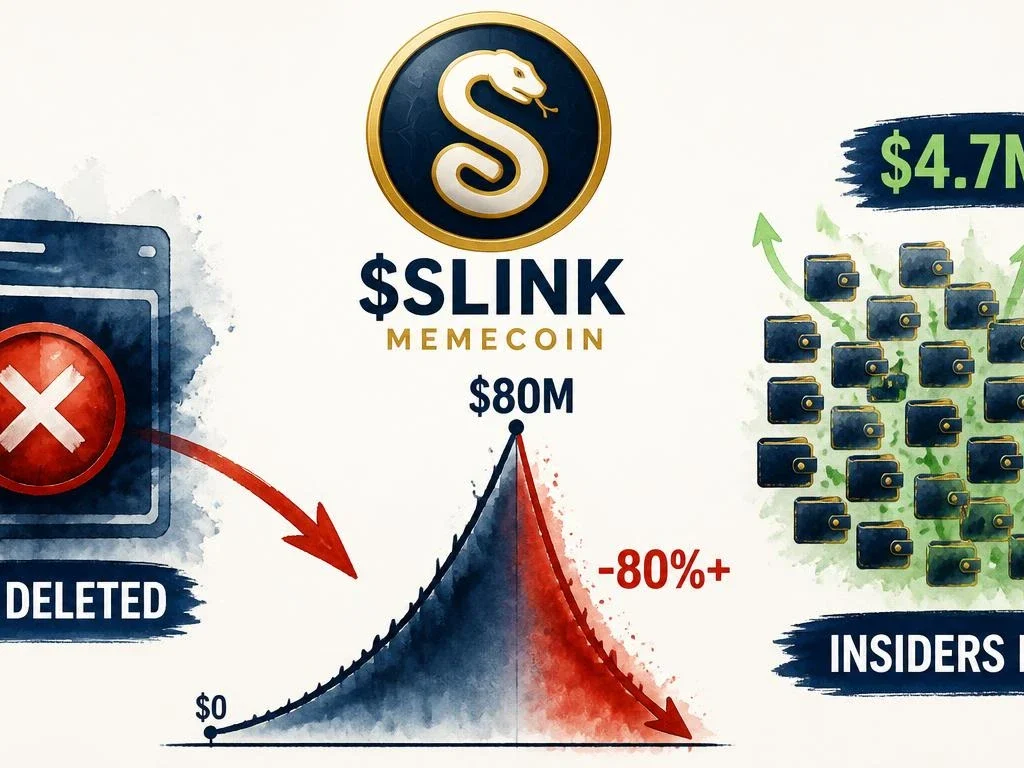 $SLINK Hits $80M MC Then Crashes 80%+ — 30+ Insider Wallets Net $4.7M at 1,200x