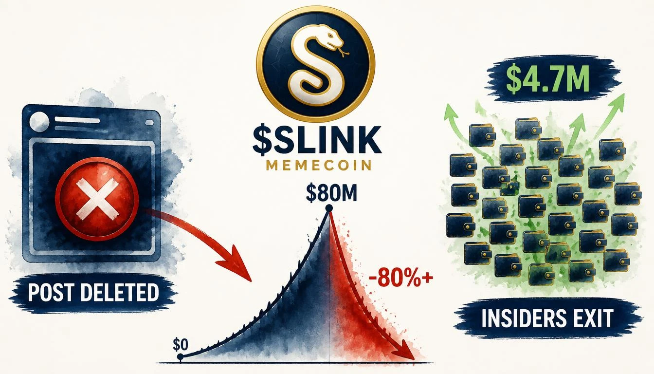 $SLINK Hits $80M MC Then Crashes 80%+ — 30+ Insider Wallets Net $4.7M at 1,200x
