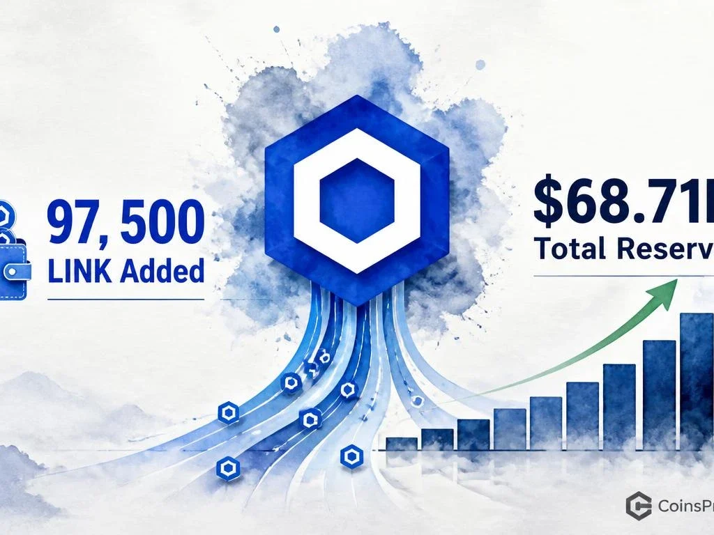 Chainlink Adds 97.5K LINK to Strategic Reserve — Total Holdings Hit $68.71M