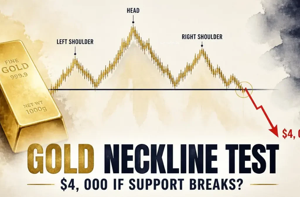 Gold’s Head and Shoulders Tests Neckline — $4,000 in Focus If Support Breaks