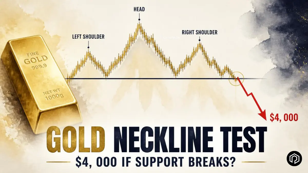 Gold’s Head and Shoulders Tests Neckline — $4,000 in Focus If Support Breaks