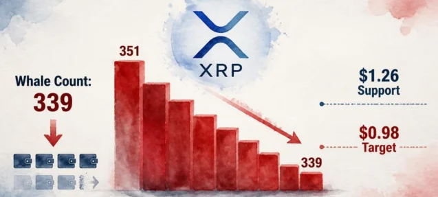XRP Whale Count Drops to 339 — Is a Fall to $0.98 Next?