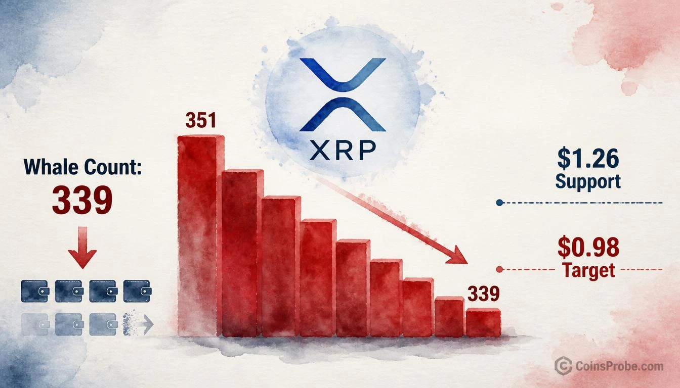 XRP Whale Count Drops to 339 — Is a Fall to $0.98 Next?