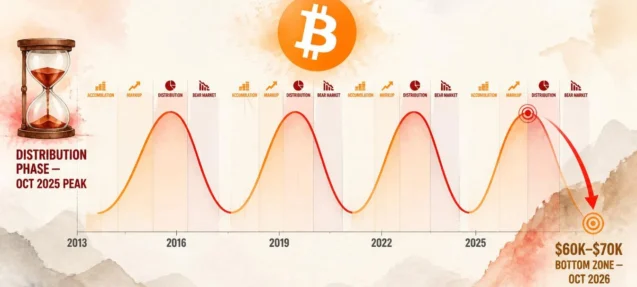 Bitcoin Fractal Cycle Flags Distribution Phase — Oct 2026 Bottom Projected