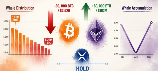 Bitcoin Whales Dump $2.52B While ETH and XRP Whales Hold Firm