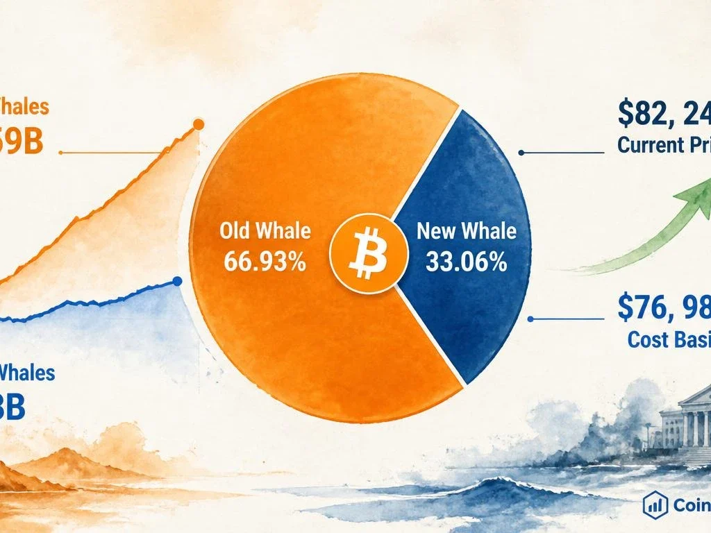 New Whales Now Hold 1/3 of Bitcoin's Whale Realized Cap — Cost Basis Near $77K