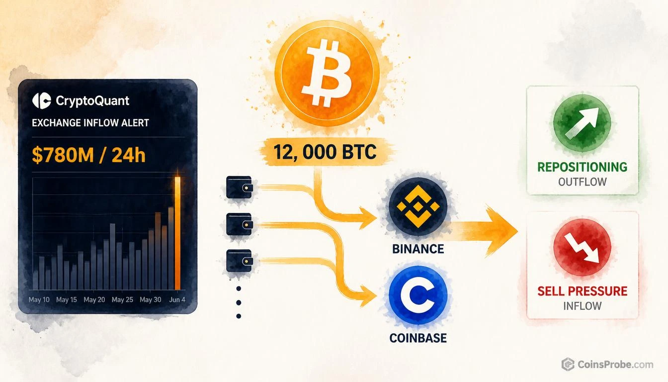 Bitcoin Exchange Inflows Hit $780M in 24 Hours — What On-Chain Data Says