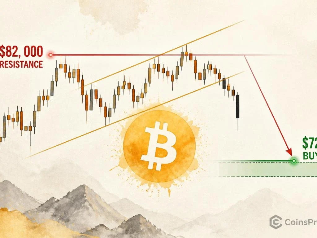 Bitcoin Channel Breakdown — $82K Resistance, $72.5K Buy Zone: Analyst