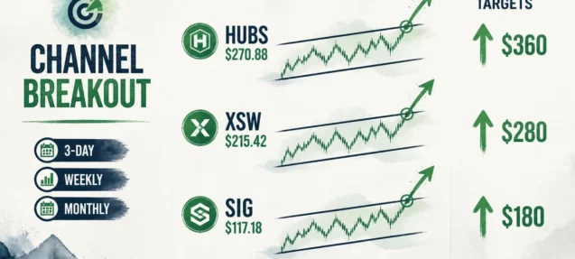Three Stocks Breaking Out: HUBS, XSW, and SIG Flash Channel Breakouts