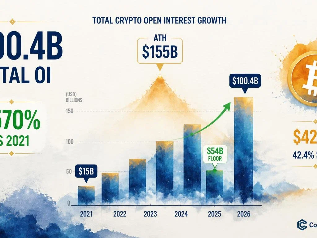 Crypto Open Interest Hits $100.4B — Up 570% Since 2021