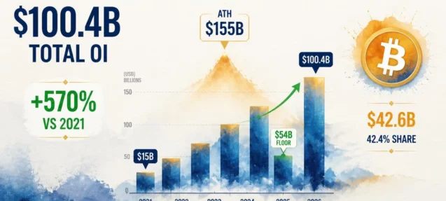 Crypto Open Interest Hits $100.4B — Up 570% Since 2021