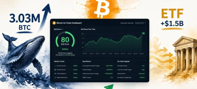 Bitcoin Whale Accumulation Signal Returns — Bull Score Hits 80 as 3.03M BTC Held