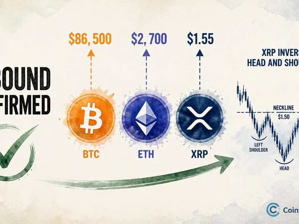 BTC, ETH, XRP Rebound Targets: $86,500, $2,700, and $1.55 in Focus