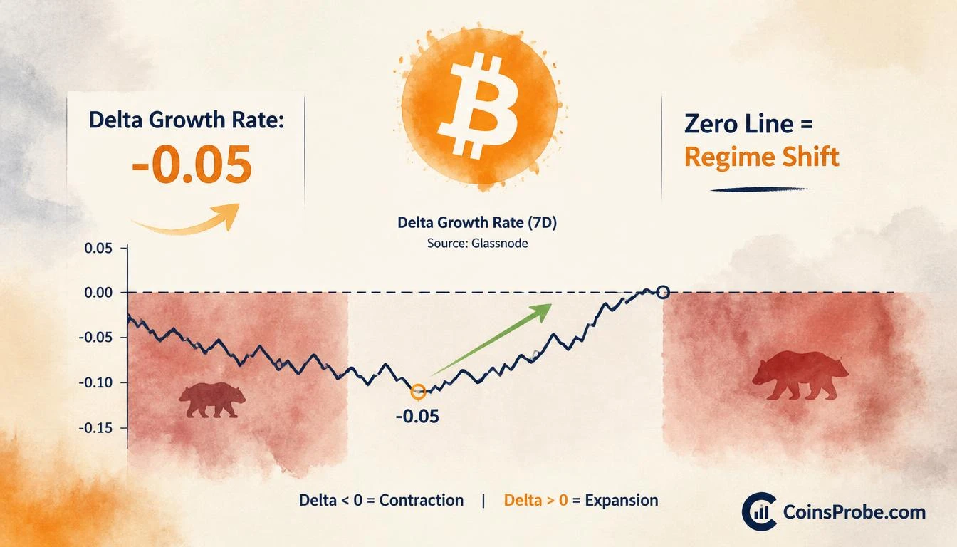 Bitcoin Delta Growth Rate Shows Signs of Recovery at -0.05