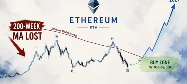 ETH Loses the 200-Week MA — Analyst Marks $2,000–$2,300 as the Dip Zone