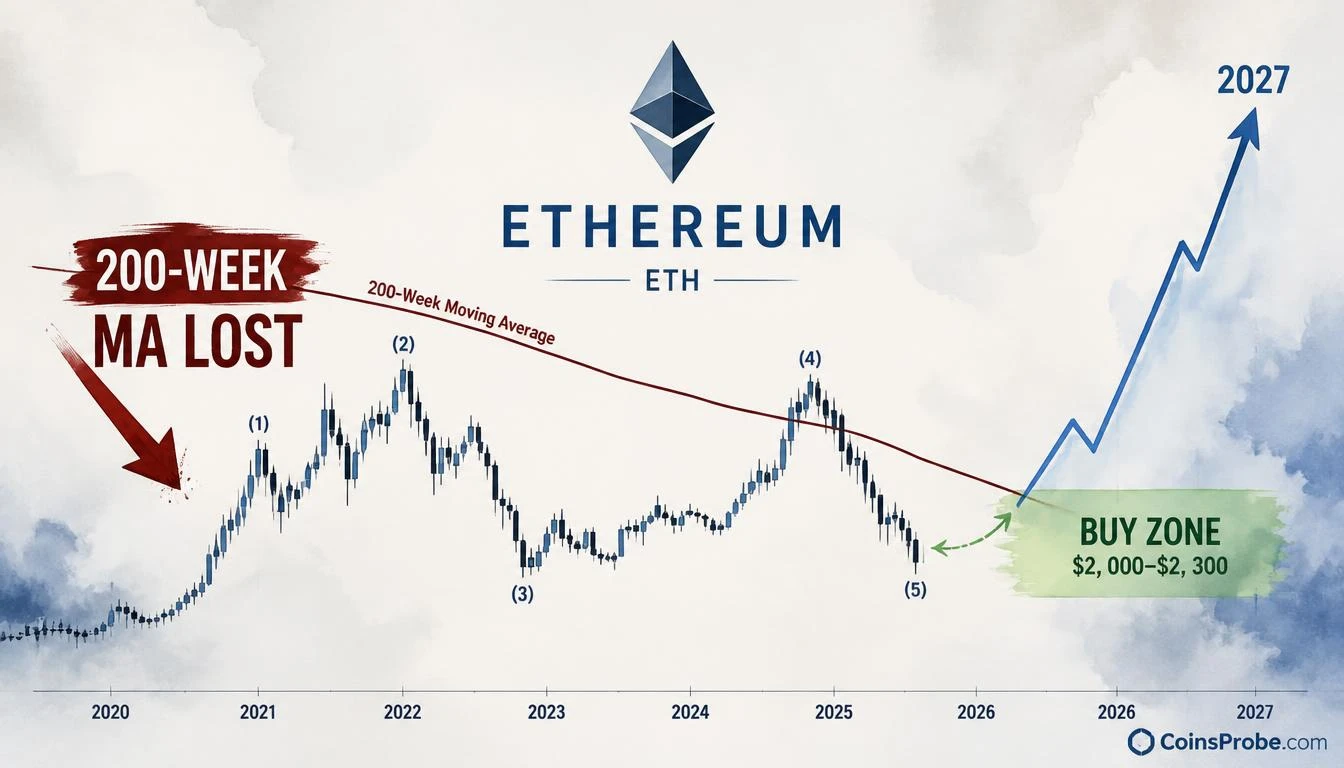 ETH Loses the 200-Week MA — Analyst Marks $2,000–$2,300 as the Dip Zone