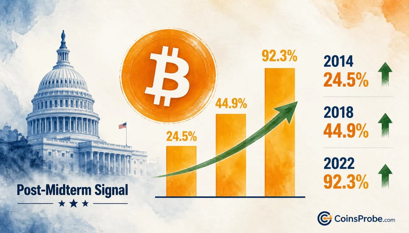 Bitcoin Gained 24.5%, 44.9%, and 92.3% After Each of the Last 3 Midterms