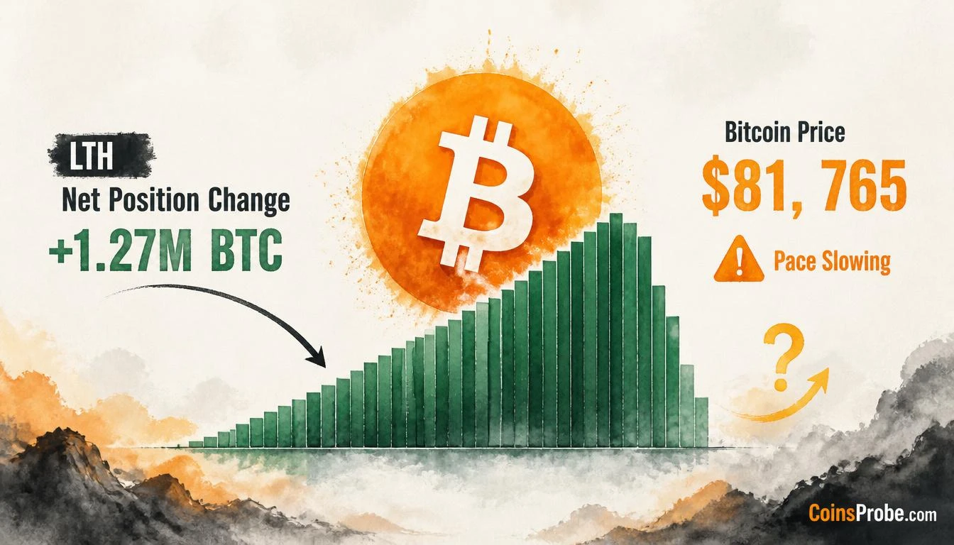 Bitcoin LTH Net Position Change Hits +1.27M BTC — But the Pace Is Slowing
