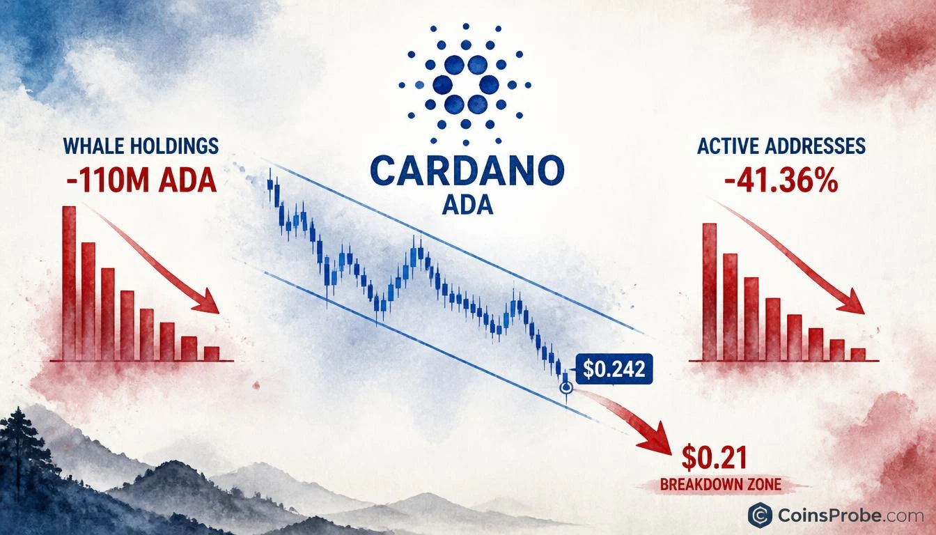 ADA Whales Dump 110M Tokens as Network Activity Falls 41% — $0.24 Is the Line