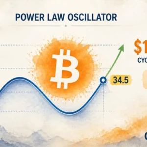 Bitcoin Power Law Oscillator at 34.5 — The +100 Threshold Maps to $157,800