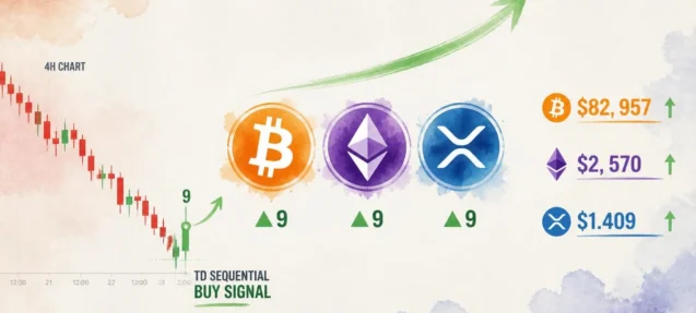BTC, ETH, and XRP Flash TD Sequential Buy Signals on 4-Hour Charts