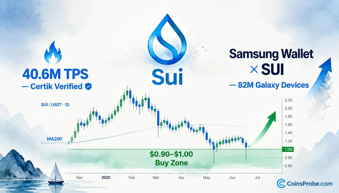SUI Dips Below $1 Twice — $0.90–$1.00 Is the Buy Zone With 40.6M TPS Record