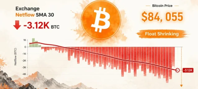 Bitcoin Exchange Netflow Stays Deeply Negative — What the 30-Day SMA Is Saying