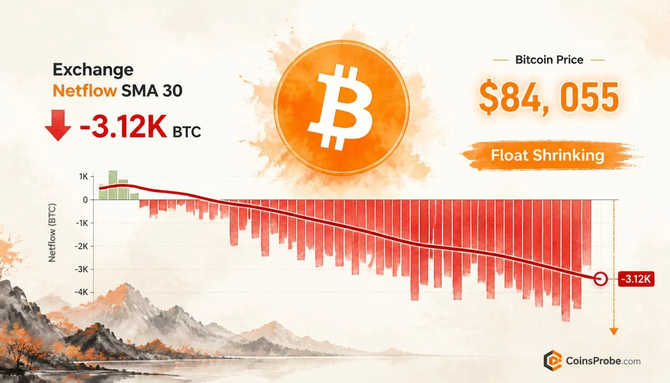 Bitcoin Exchange Netflow Stays Deeply Negative — What the 30-Day SMA Is Saying