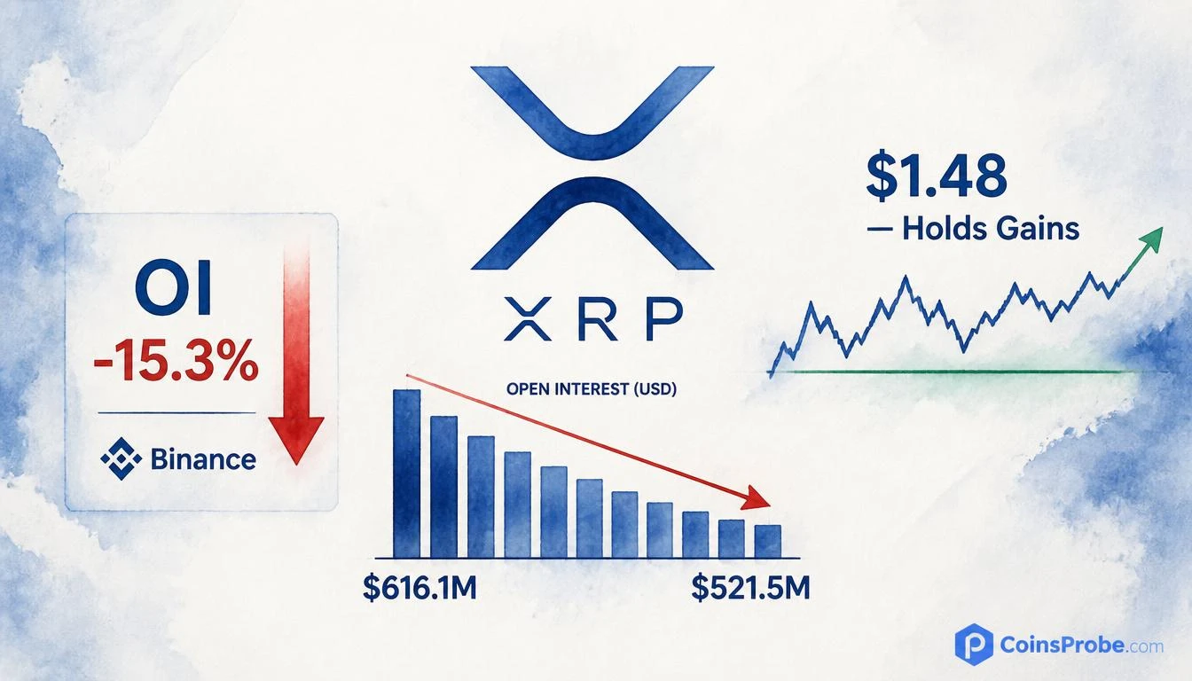 XRP Open Interest Drops 15.3% While Price Holds — What That Means