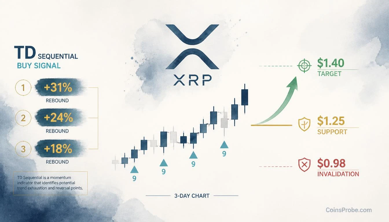 XRP TD Sequential Buy Signal — Last Three Led to 18%–31% Rebounds
