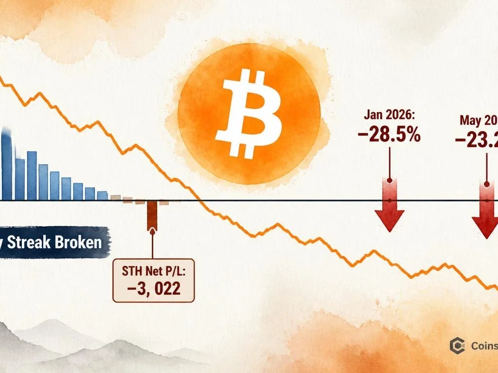 Bitcoin STH Net P/L Flips Negative — First Loss Signal in 72 Days