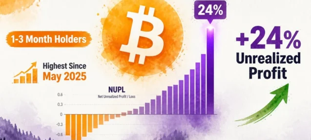 Bitcoin 1-3 Month Holders Hit 24% Unrealized Profit — Highest Since May 2025