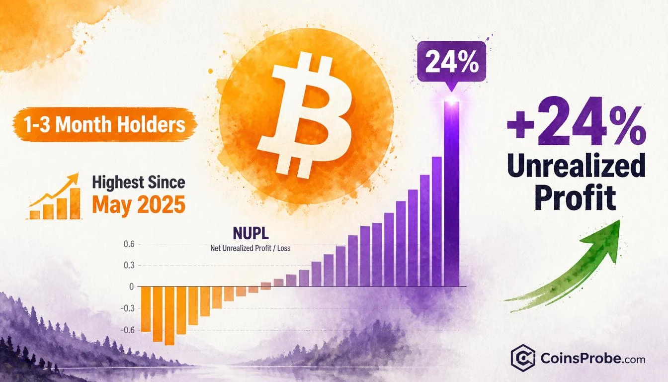 Bitcoin 1-3 Month Holders Hit 24% Unrealized Profit — Highest Since May 2025