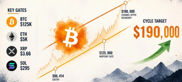 Bitcoin Rising Channel Eyes $190K — BTC, ETH, XRP, SOL Full Cycle Map