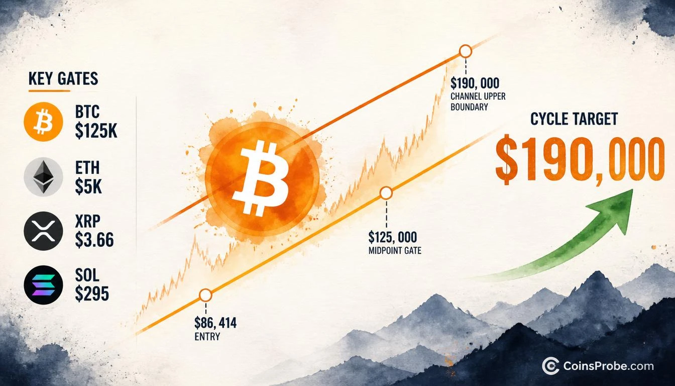 Bitcoin Rising Channel Eyes $190K — BTC, ETH, XRP, SOL Full Cycle Map