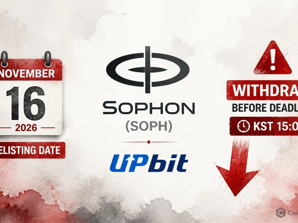 Upbit to Delist Sophon (SOPH) — Trading Ends November 16, 2026