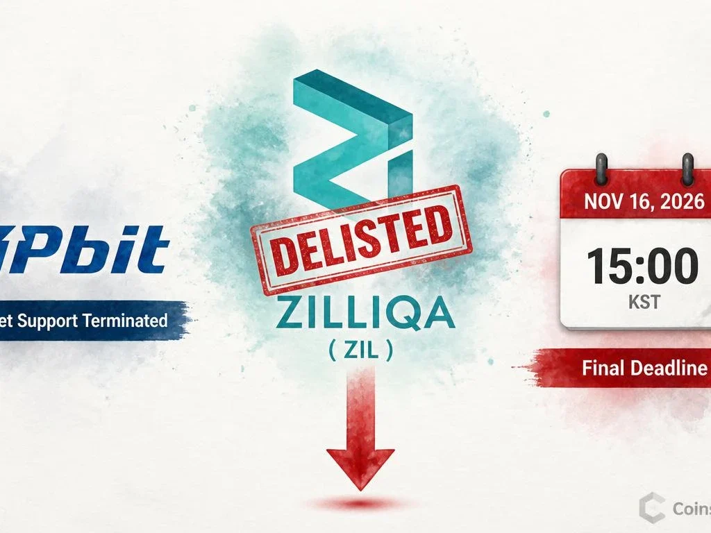 Upbit to Delist Zilliqa (ZIL) — Trading Support Ends November 16, 2026