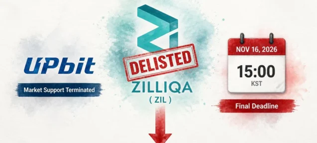 Upbit to Delist Zilliqa (ZIL) — Trading Support Ends November 16, 2026